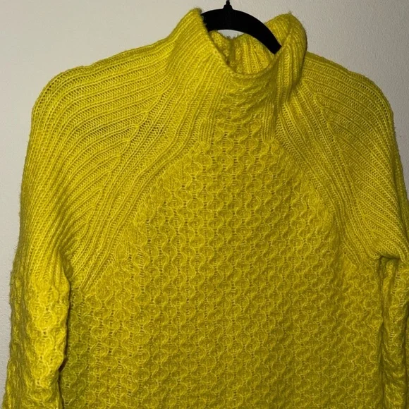 Anthropologie Bia Sweater Women's Medium Yellow Alpaca Wool Blend Cable Knit XS - Picture 3 of 12